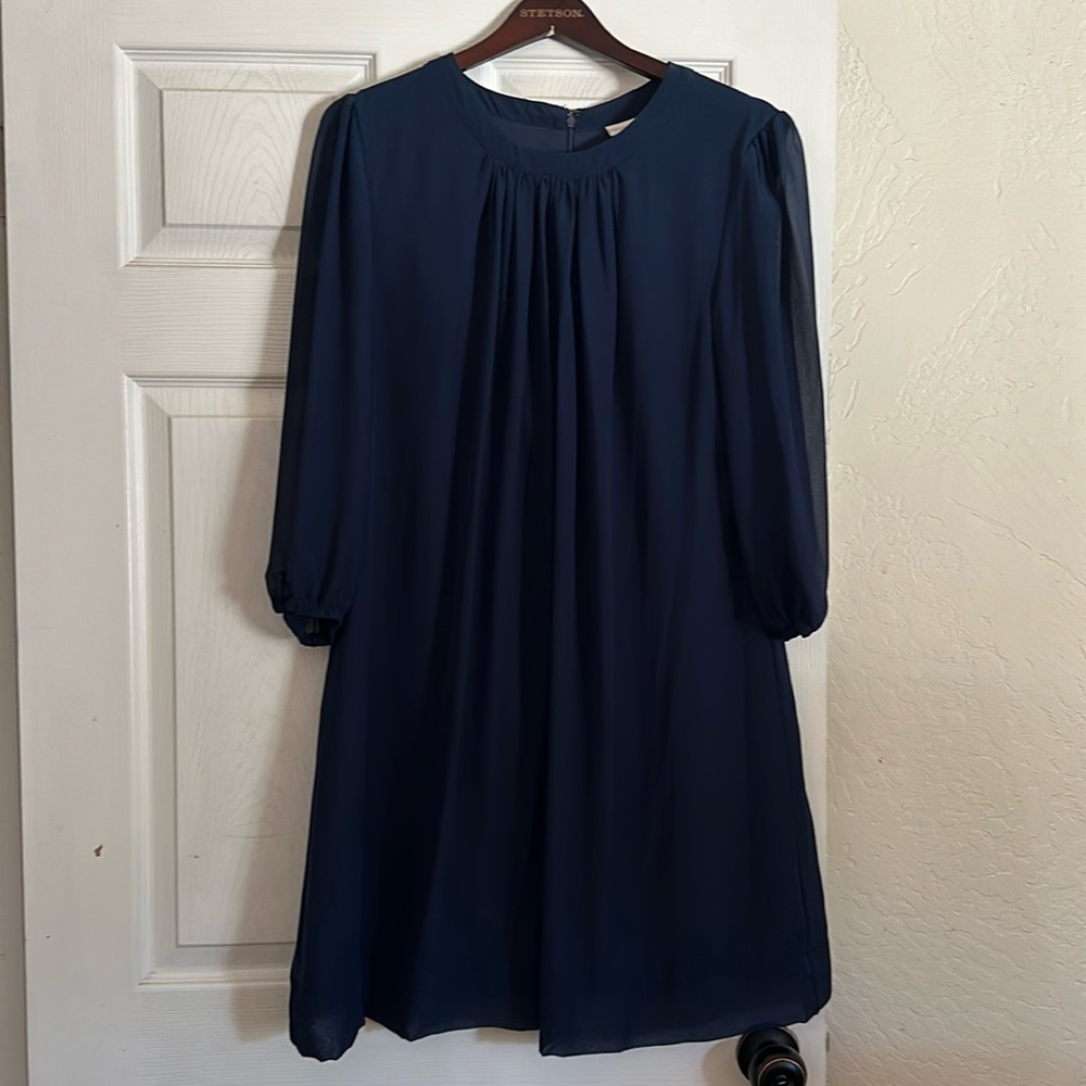 Navy blue Eva mendes dress.